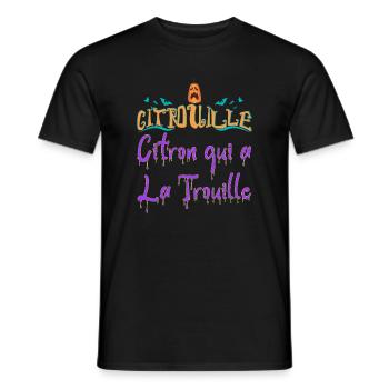 Citrouille citron qui a la trouille chauve souris - T-shirt homme - noir - Devant - AI Model Male 178 light (178cm)