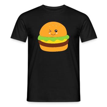 Kawaii, Burger, fast food - Männer T-Shirt - Schwarz - Vorne - AI Model Male 178 light (178cm)