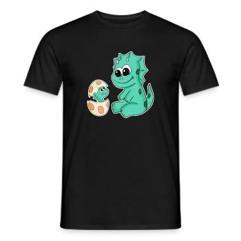 Dinosaurs with Baby Dinosaurs - Men's T-Shirt - black - Front - AI Model Male 178 light (178cm)
