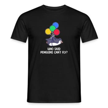 Penguin Bird Déclaration Animal Balloon humoristique - T-shirt homme - noir - Devant - AI Model Male 178 light (178cm)