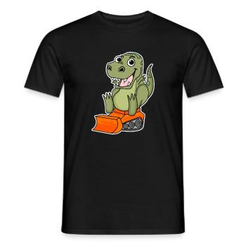 Dino Construction Site Children's Motif - Men's T-Shirt - black - Front - AI Model Male 178 light (178cm)