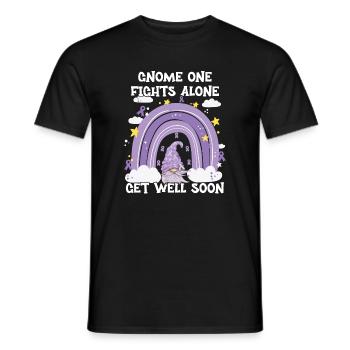 Gnome One Fights Alone Cancer Awareness - Men's T-Shirt - black - Front - AI Model Male 178 light (178cm)