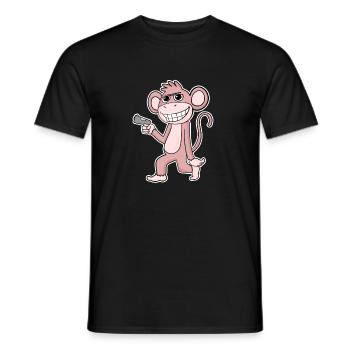 Affe mit Pistole - Männer T-Shirt - Schwarz - Vorne - AI Model Male 178 light (178cm)