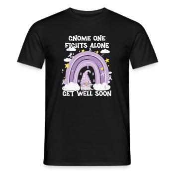 Gnome One Fights Alone Cancer Awareness - Men's T-Shirt - black - Front - AI Model Male 178 light (178cm)
