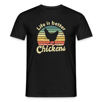 Chicken Chickens - Men's T-Shirt - black - Front - AI Model Male 178 light (178cm)