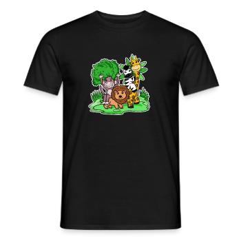 Animaux mignons Singe Lion Zèbre Girafe - T-shirt homme - noir - Devant - AI Model Male 178 light (178cm)