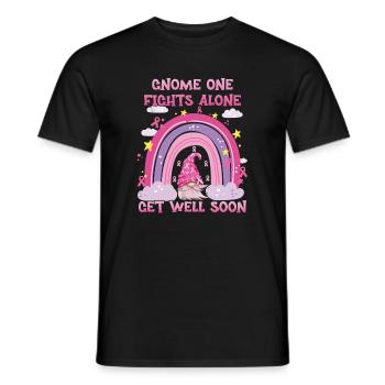 Gnome One Fights Alone Breast Cancer - Men's T-Shirt - black - Front - AI Model Male 178 light (178cm)