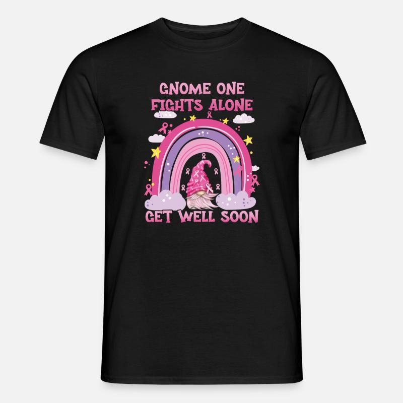 Gnome One Fights Alone Brustkrebs - Männer T-Shirt - Schwarz