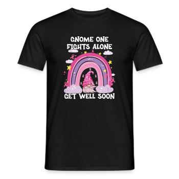 Gnome One Fights Alone Breast Cancer - Men's T-Shirt - black - Front - AI Model Male 178 light (178cm)