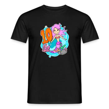 Mädchen 10 Jahre alt 10. Geburtstag Meerjungfrau - Männer T-Shirt - Schwarz - Vorne - AI Model Male 178 light (178cm)