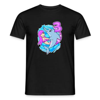 3. Geburtstag Mädchen 3 Jahre alt Meerjungfrau - Männer T-Shirt - Schwarz - Vorne - AI Model Male 178 light (178cm)