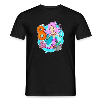 Mädchen 8 Jahre alt 8. Geburtstag Meerjungfrau - Männer T-Shirt - Schwarz - Vorne - AI Model Male 178 light (178cm)