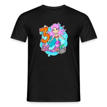 Mädchen 3 Jahre alt 3. Geburtstag Meerjungfrau - Männer T-Shirt - Schwarz - Vorne - AI Model Male 178 light (178cm)
