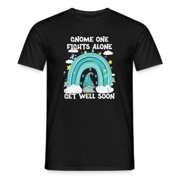 Gnome One Fights Alone Uterine Cancer - Men's T-Shirt - black - Front - AI Model Male 178 light (178cm)