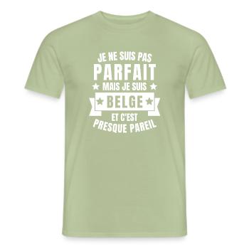 Belgique, je suis Belge, Belgique humour - T-shirt homme - vert sauge - Devant - AI Model Male 178 light (178cm)