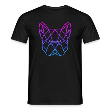 Geometrischer Bulldog Neon Gradient - Männer T-Shirt - Schwarz - Vorne - AI Model Male 178 light (178cm)