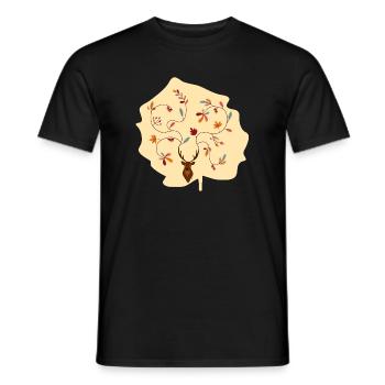 Hirsch im Herbst Geschenk Idee Geweih mit Blättern - Männer T-Shirt - Schwarz - Vorne - AI Model Male 178 light (178cm)