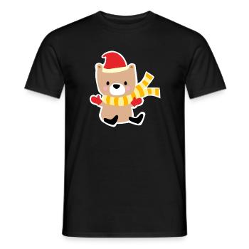 Winter bear with Christmas hat - Men's T-Shirt - black - Front - AI Model Male 178 light (178cm)