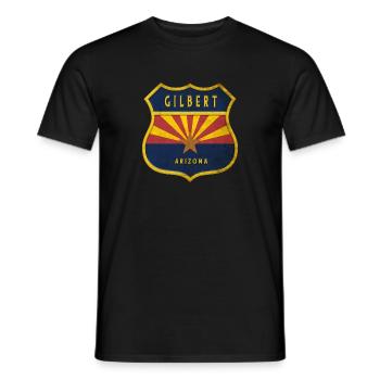 Design du blason du drapeau Gilbert Arizona - T-shirt homme - noir - Devant - AI Model Male 178 light (178cm)