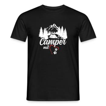 Camper with heart and paws dog camping - Men's T-Shirt - black - Front - AI Model Male 178 light (178cm)