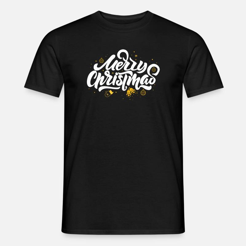 Merry Christmas Script & Ornaments - Men’s T-shirt - black