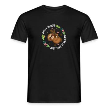 Don't Hurry Funny Sloth Appreciation For A Slow - Men's T-Shirt - black - Front - AI Model Male 178 light (178cm)