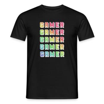 Gamer Rainbow Mehrfachdruck - Männer T-Shirt - Schwarz - Vorne - AI Model Male 178 light (178cm)