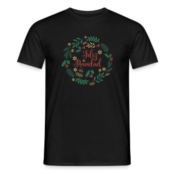 playera feliz navidad camiseta merry christmas - Men's T-Shirt - black - Front - AI Model Male 178 light (178cm)
