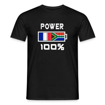 L'Afrique du Sud et France Power 100 % - T-shirt homme - noir - Devant - AI Model Male 178 light (178cm)