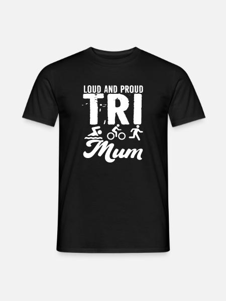 Laute Und Stolze Tri Mum Triathletin - Männer T-Shirt - Schwarz