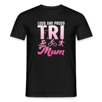 Loud and proud Tri Mum triathlete - Men's T-Shirt - black - Front - AI Model Male 178 light (178cm)