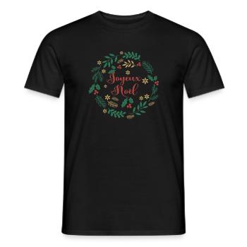 t-shirt joyeux noel frohe Weihnachten Merry Christmas - Men's T-Shirt - black - Front - AI Model Male 178 light (178cm)