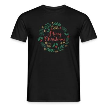 Merry Christmas T-Shirt Merry Christmas Feliz Navidad - Men's T-Shirt - black - Front - AI Model Male 178 light (178cm)