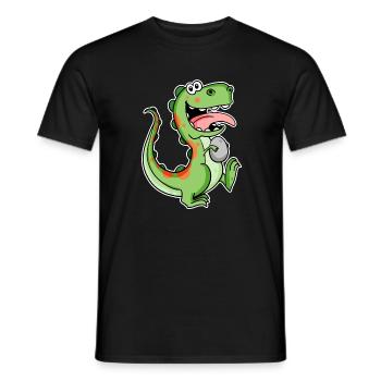 Dinosaur with Baby Dinosaur Egg - Men's T-Shirt - black - Front - AI Model Male 178 light (178cm)