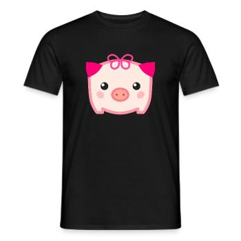 Kawaii Cute Pig - Men's T-Shirt - black - Front - AI Model Male 178 light (178cm)