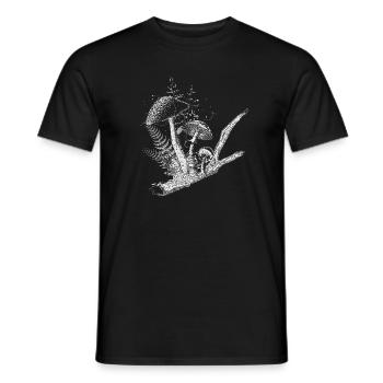 gezeichnete Komposition Waldpilze,Gräser und Ast - Männer T-Shirt - Schwarz - Vorne - AI Model Male 178 light (178cm)