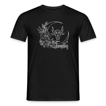 Floral Taurus Zodiac Line Art - Men's T-Shirt - black - Front - AI Model Male 178 light (178cm)