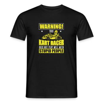 Warning Funny Go-Kart Racing Humor For A Karting - Men's T-Shirt - black - Front - AI Model Male 178 light (178cm)