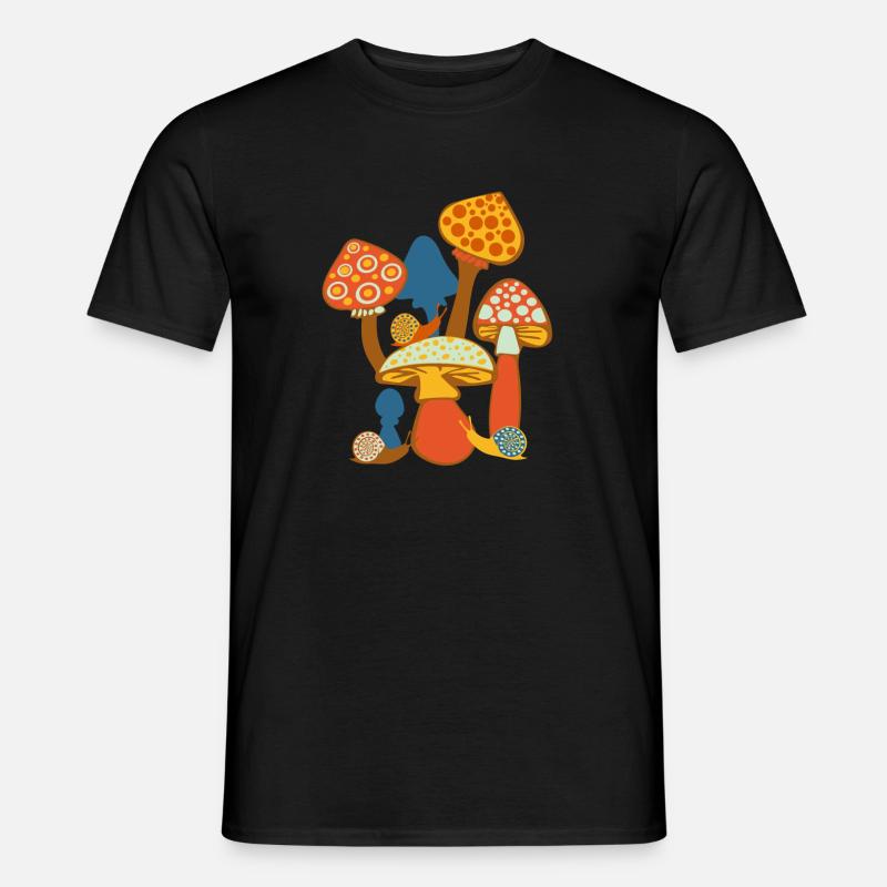 Süßes Pilzbild mit Schnecken - Männer T-Shirt - Schwarz