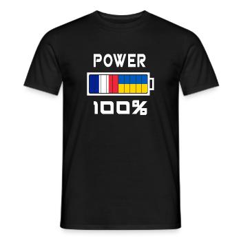 L'Ukraine et la France Power 100 % - T-shirt homme - noir - Devant - AI Model Male 178 light (178cm)