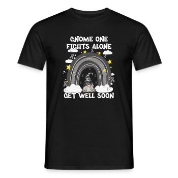 Gnome One fights skin cancer alone - Men's T-Shirt - black - Front - AI Model Male 178 light (178cm)