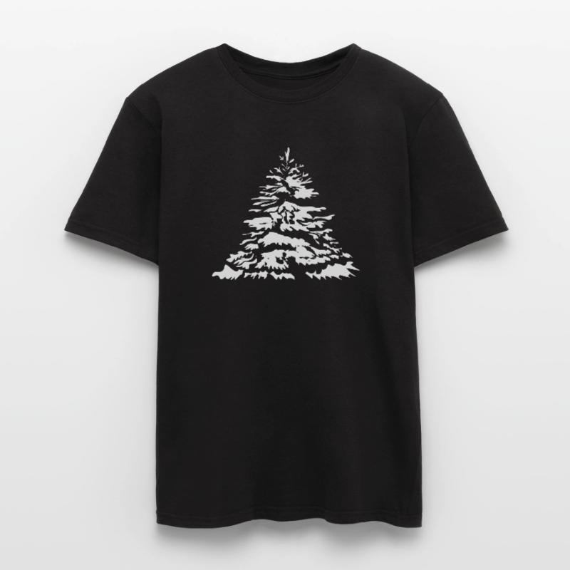 schneebedeckter Christbaum oder Tannenbaum Männer T-Shirt