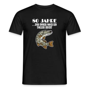 80. Geburtstag Angler Lustiger Spruch - 80 Jahre - Männer T-Shirt - Schwarz - Vorne - AI Model Male 178 light (178cm)
