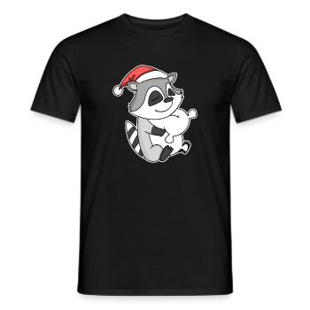 Raccoon Christmas Sleep Sleep Sleep - Men's T-Shirt - black - Front - AI Model Male 178 light (178cm)