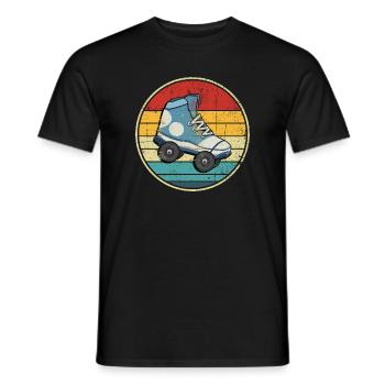 Cercle de patins à roulettes rétro coucher de soleil - T-shirt homme - noir - Devant - AI Model Male 178 light (178cm)