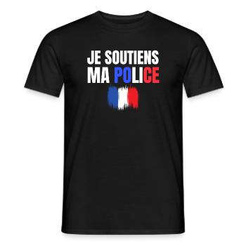 police, policier, gendarme - T-shirt homme - noir - Devant - AI Model Male 178 light (178cm)