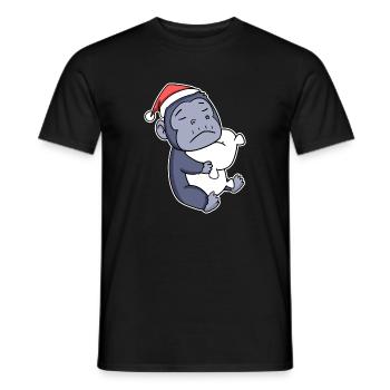 Gorilla Weihnachten Schlafen Schlaf Ausschlafen - Männer T-Shirt - Schwarz - Vorne - AI Model Male 178 light (178cm)