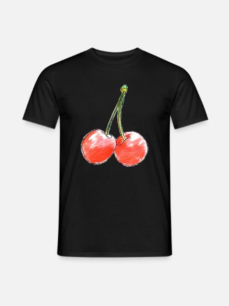 Two Sweet Cherries Sketch - Men's T-Shirt - black