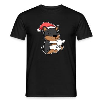 Chien Noël Sommeil Oreillers fatigués - T-shirt homme - noir - Devant - AI Model Male 178 light (178cm)