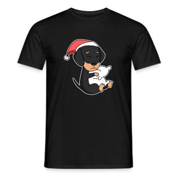 Teckel chien Noël sommeil fatigué - T-shirt homme - noir - Devant - AI Model Male 178 light (178cm)